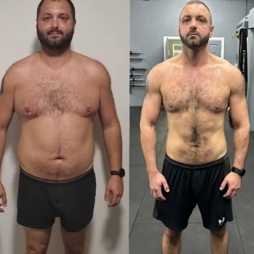 Customer before and after leaning out with the Zixomo Gorilla Bar