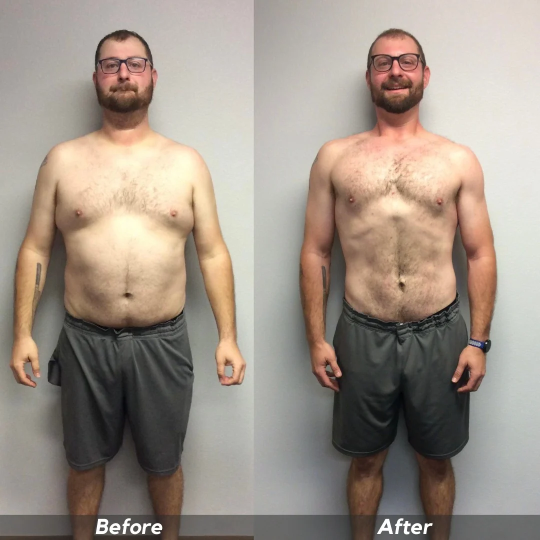 Customer before and after 12 weeks of Zixomo Gorilla Bar training